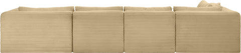 Faye 145" Camel Corduroy Performance Fabric Upholstered Sectional, 5-Piece (Style 2)