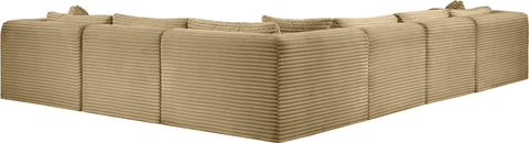 Faye 140" Camel Corduroy Performance Fabric Upholstered Sectional, 6-Piece