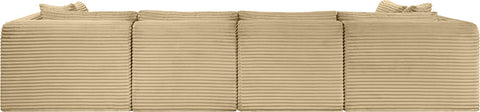 Faye 140" Camel Corduroy Performance Fabric Upholstered Sectional, 6-Piece (Style 2)