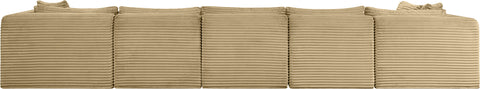 Faye 171" Camel Corduroy Performance Fabric Upholstered Sectional, 6-Piece