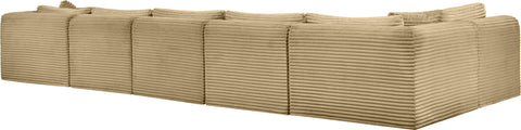 Faye 171" Camel Corduroy Performance Fabric Upholstered Sectional, 6-Piece