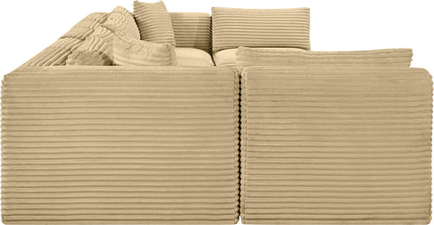 Faye 171" Camel Corduroy Performance Fabric Upholstered Sectional, 7-Piece