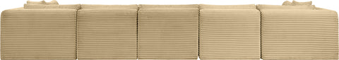Faye 171" Camel Corduroy Performance Fabric Upholstered Sectional, 7-Piece