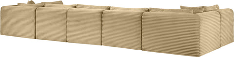 Faye 171" Camel Corduroy Performance Fabric Upholstered Sectional, 7-Piece