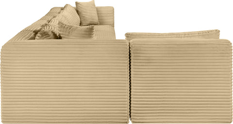 Faye 202" Camel Corduroy Performance Fabric Upholstered Sectional, 7-Piece