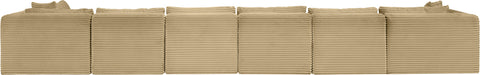 Faye 202" Camel Corduroy Performance Fabric Upholstered Sectional, 7-Piece