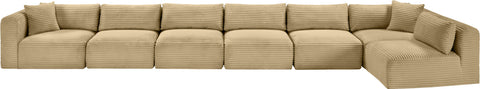 Faye 202" Camel Corduroy Performance Fabric Upholstered Sectional, 7-Piece