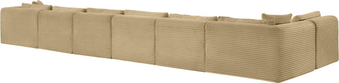 Faye 202" Camel Corduroy Performance Fabric Upholstered Sectional, 7-Piece