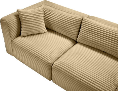 Faye 202" Camel Corduroy Performance Fabric Upholstered Sectional, 7-Piece