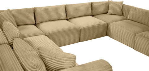 Faye 140" Camel Corduroy Performance Fabric Upholstered Sectional, 8-Piece