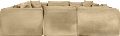 Faye 140" Camel Corduroy Performance Fabric Upholstered Sectional, 8-Piece