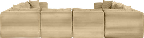 Faye 140" Camel Corduroy Performance Fabric Upholstered Sectional, 8-Piece