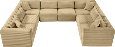 Faye 140" Camel Corduroy Performance Fabric Upholstered Sectional, 8-Piece