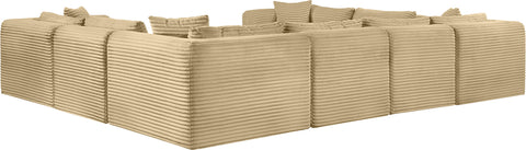Faye 140" Camel Corduroy Performance Fabric Upholstered Sectional, 8-Piece