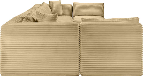 Faye 202" Camel Corduroy Performance Fabric Upholstered Sectional, 8-Piece