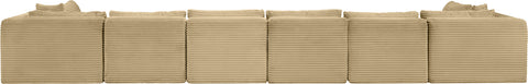 Faye 202" Camel Corduroy Performance Fabric Upholstered Sectional, 8-Piece