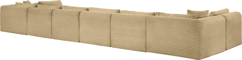 Faye 202" Camel Corduroy Performance Fabric Upholstered Sectional, 8-Piece