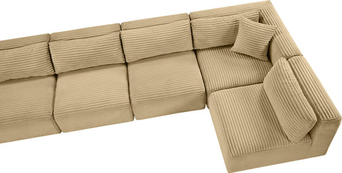 Faye 233" Camel Corduroy Performance Fabric Upholstered Sectional, 9-Piece