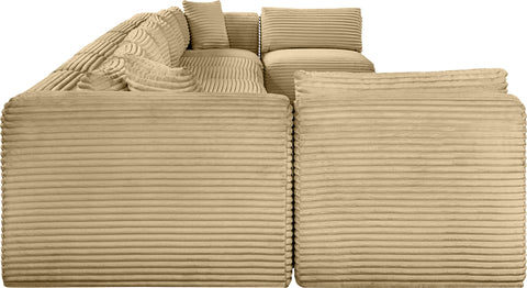 Faye 233" Camel Corduroy Performance Fabric Upholstered Sectional, 9-Piece