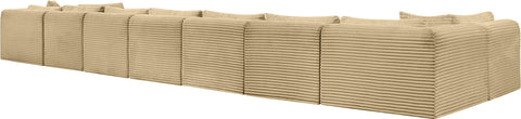 Faye 233" Camel Corduroy Performance Fabric Upholstered Sectional, 9-Piece