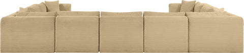 Faye 171" Camel Corduroy Performance Fabric Upholstered Sectional, 9-Piece