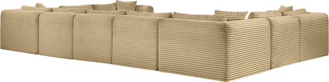 Faye 171" Camel Corduroy Performance Fabric Upholstered Sectional, 9-Piece