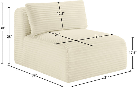 Faye Cream Corduroy Performance Fabric Upholstered Armless Chair, 1 Piece