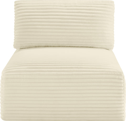 Faye Cream Corduroy Performance Fabric Upholstered Armless Chair, 1 Piece
