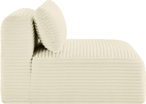 Faye Cream Corduroy Performance Fabric Upholstered Armless Chair, 1 Piece