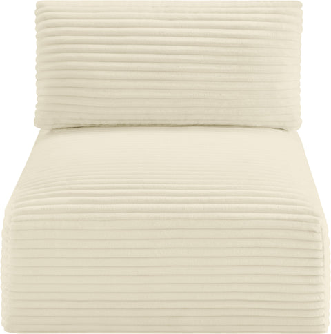 Faye Cream Corduroy Performance Fabric Upholstered Armless Chair, 1 Piece