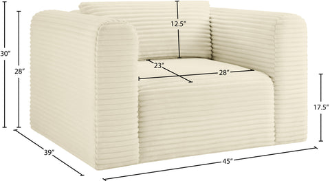 Faye Cream Corduroy Performance Fabric Upholstered Accent Chair, 1 Piece