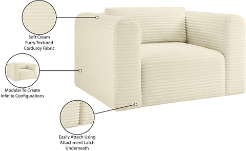 Faye Cream Corduroy Performance Fabric Upholstered Accent Chair, 1 Piece