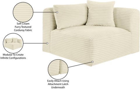 Faye Cream Corduroy Performance Fabric Upholstered Corner Chair, 1 Piece