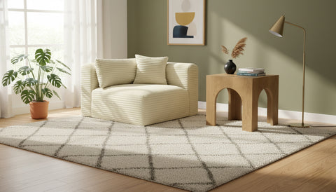 Faye Cream Corduroy Performance Fabric Upholstered Corner Chair, 1 Piece