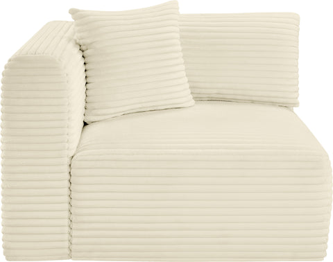Faye Cream Corduroy Performance Fabric Upholstered Corner Chair, 1 Piece