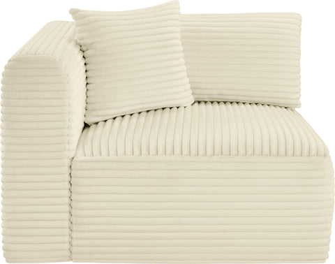 Faye Cream Corduroy Performance Fabric Upholstered Corner Chair, 1 Piece