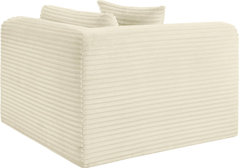 Faye Cream Corduroy Performance Fabric Upholstered Corner Chair, 1 Piece