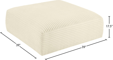 Faye Cream Corduroy Performance Fabric Upholstered Ottoman, 1 Piece