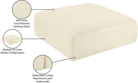 Faye Cream Corduroy Performance Fabric Upholstered Ottoman, 1 Piece
