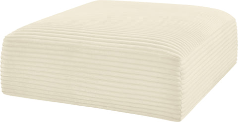 Faye Cream Corduroy Performance Fabric Upholstered Ottoman, 1 Piece