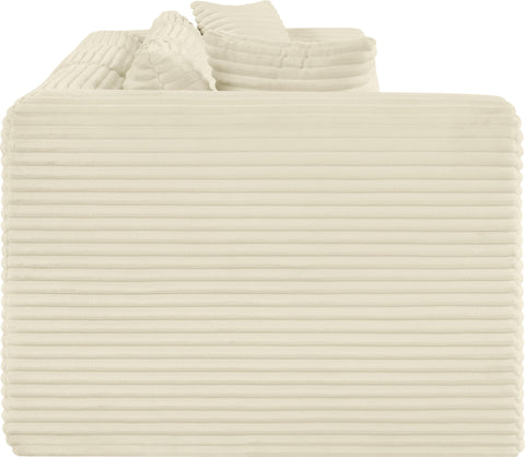 Faye 109" Cream Corduroy Performance Fabric Upholstered Sofa, 3-Piece