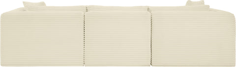 Faye 109" Cream Corduroy Performance Fabric Upholstered Sofa, 3-Piece