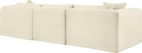 Faye 109" Cream Corduroy Performance Fabric Upholstered Sofa, 3-Piece