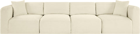 Faye 140" Cream Corduroy Performance Fabric Upholstered Sofa, 4-Piece