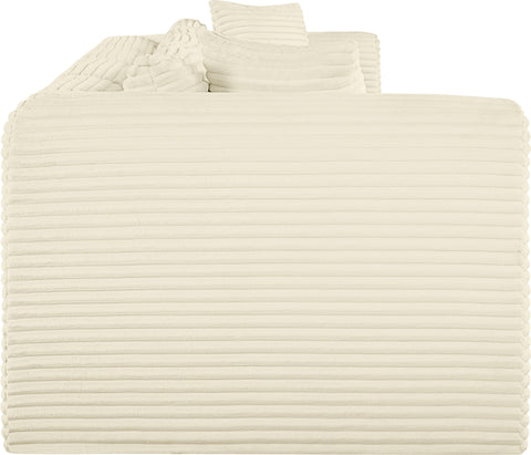 Faye 140" Cream Corduroy Performance Fabric Upholstered Sofa, 4-Piece