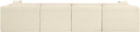 Faye 140" Cream Corduroy Performance Fabric Upholstered Sofa, 4-Piece