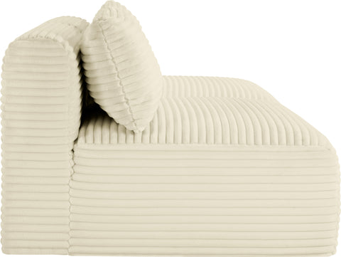 Faye 62" Cream Corduroy Performance Fabric Upholstered Armless Loveseat, 2-Piece