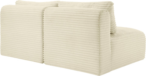 Faye 62" Cream Corduroy Performance Fabric Upholstered Armless Loveseat, 2-Piece