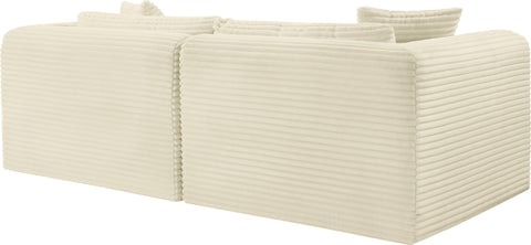 Faye 78" Cream Corduroy Performance Fabric Upholstered Sofa, 2-Piece
