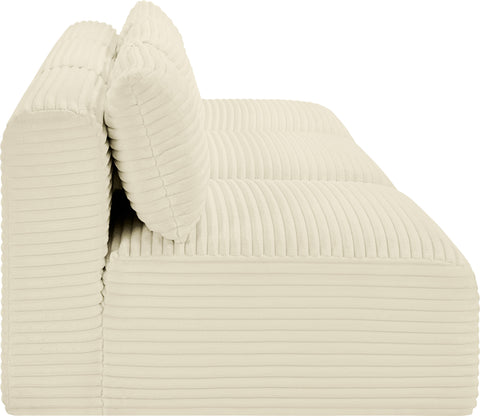 Faye 93" Cream Corduroy Performance Fabric Upholstered Armless Sofa, 3-Piece